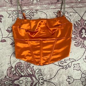 Satin Orange Corset Top